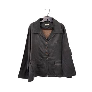 Krista Larson Women's 100% Silk Button Front Pocket Jacket - OS